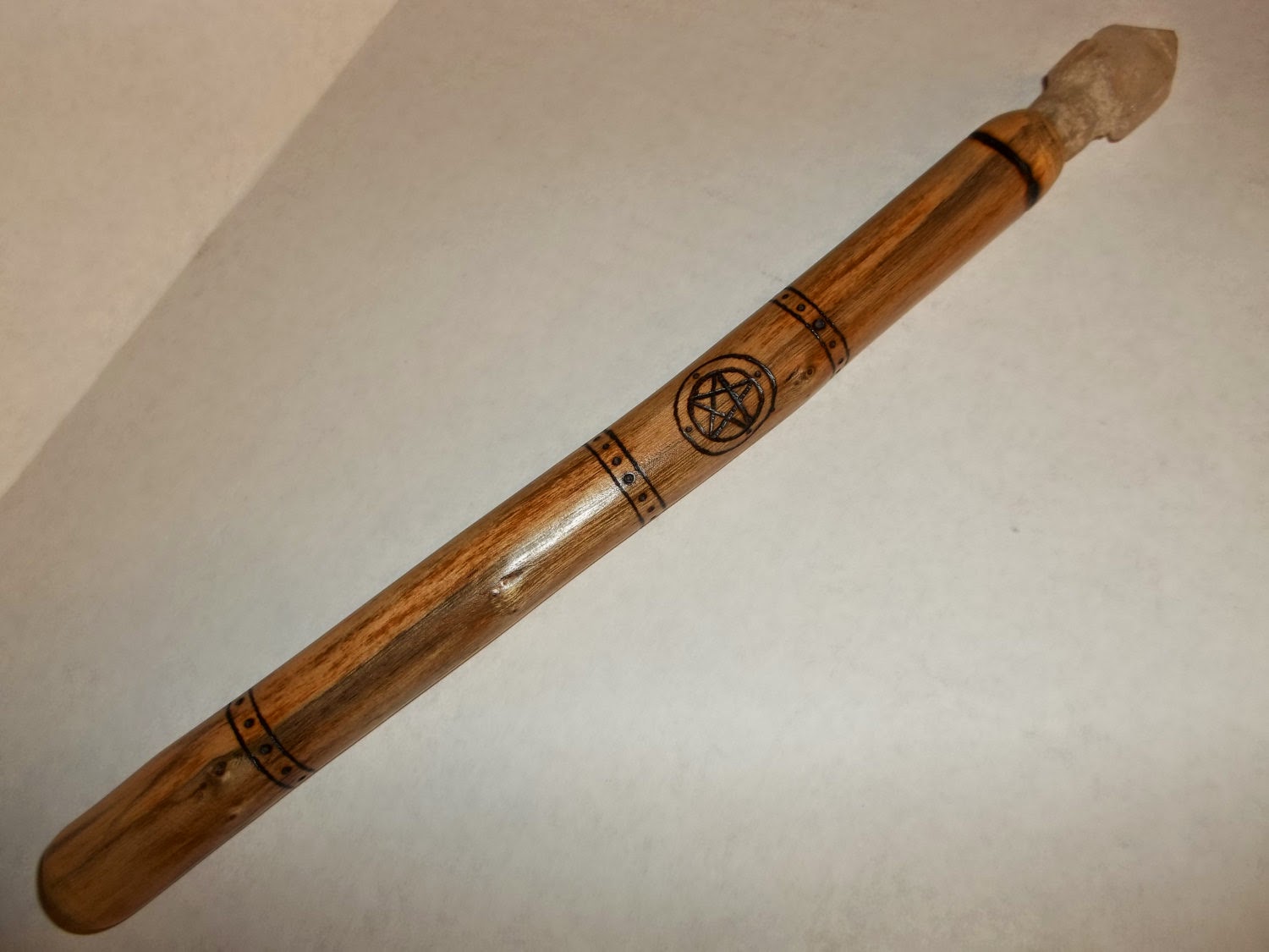 Wands by Tree Apple Wood Wand with Frosted Scepter Crystal Twin and