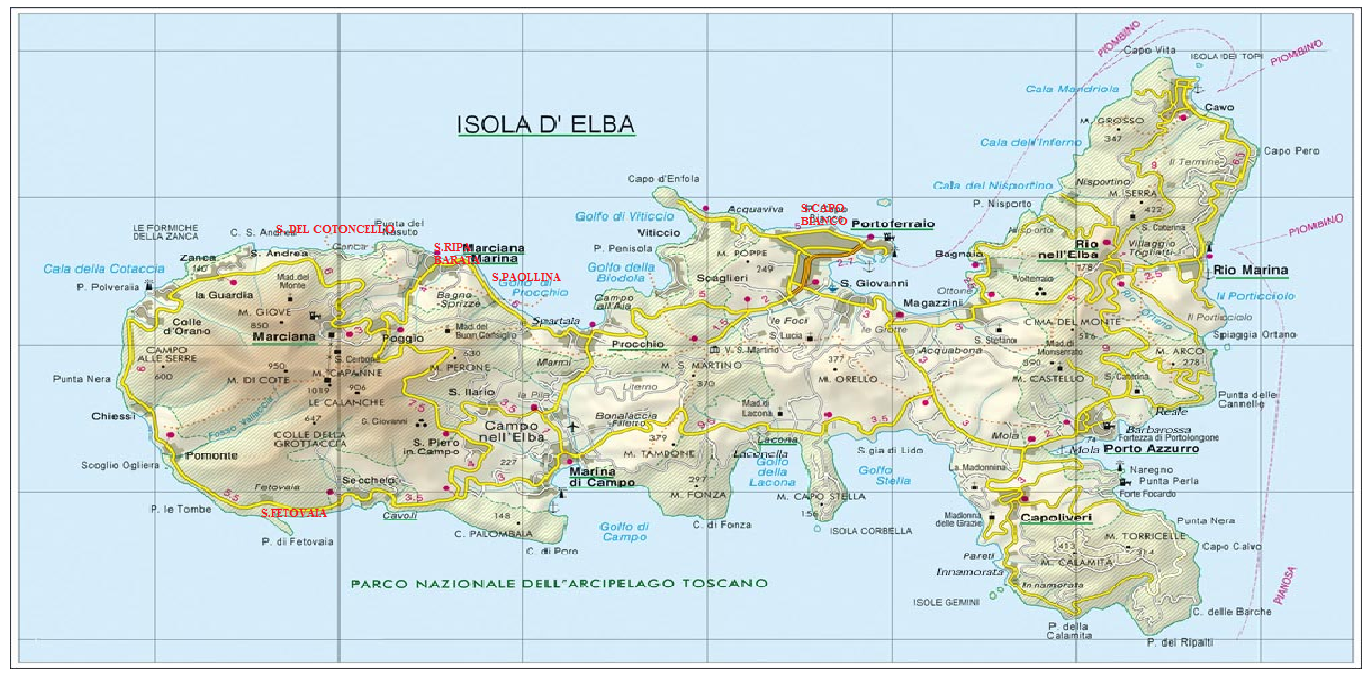 O A MAPPA DELLE SPIAGGE DELL'ELBA