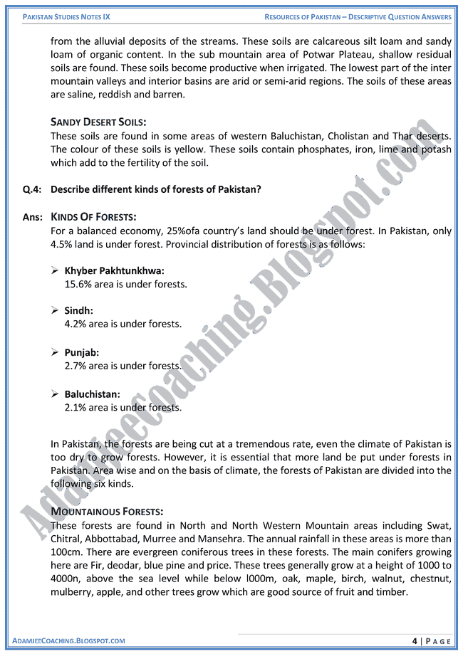resources-of-pakistan-descriptive-question-answers-pakistan-studies-ix