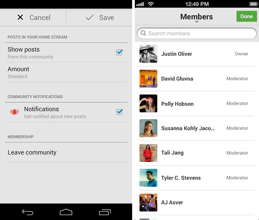 Updated Google+ Communities: More Control While You are On The Go Screenshots Download Updated Google+ App for Android and iOS