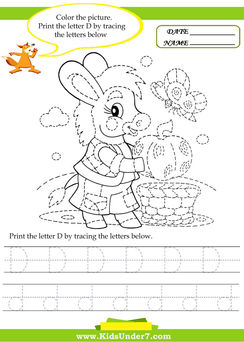 Kids Under 7 Alphabet Worksheets Trace And Print Letter D