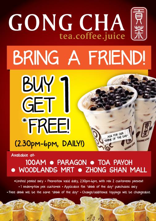 FoodieFC Gong Cha Singapore Buy 1 Get 1 Free