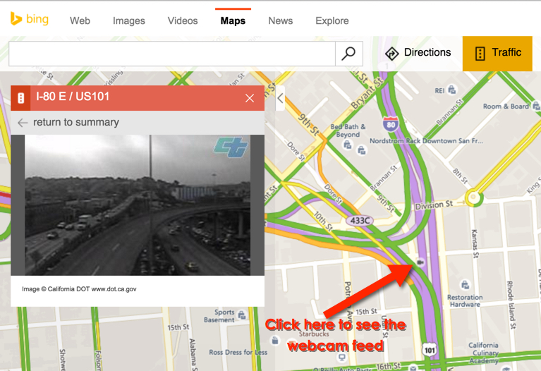 step 2 then click on one of the camera icons in the image below you can see an example from downtown la ive circled the camera icons so you can see them