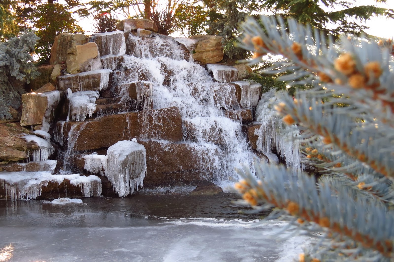 frozen waterfall, winter in Idaho