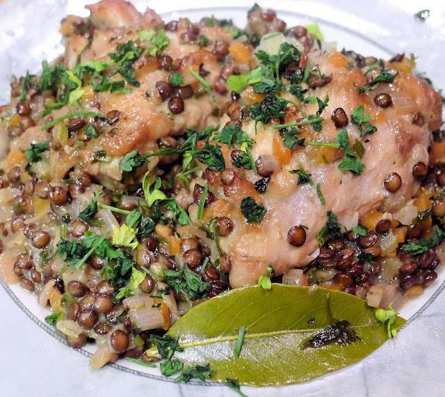 Culinary Adventures in London Chicken with mustard & herb lentils