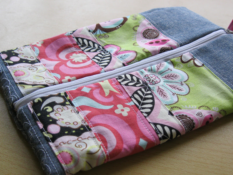 Indigo Blue Patchwork and Quilted Pencil Case