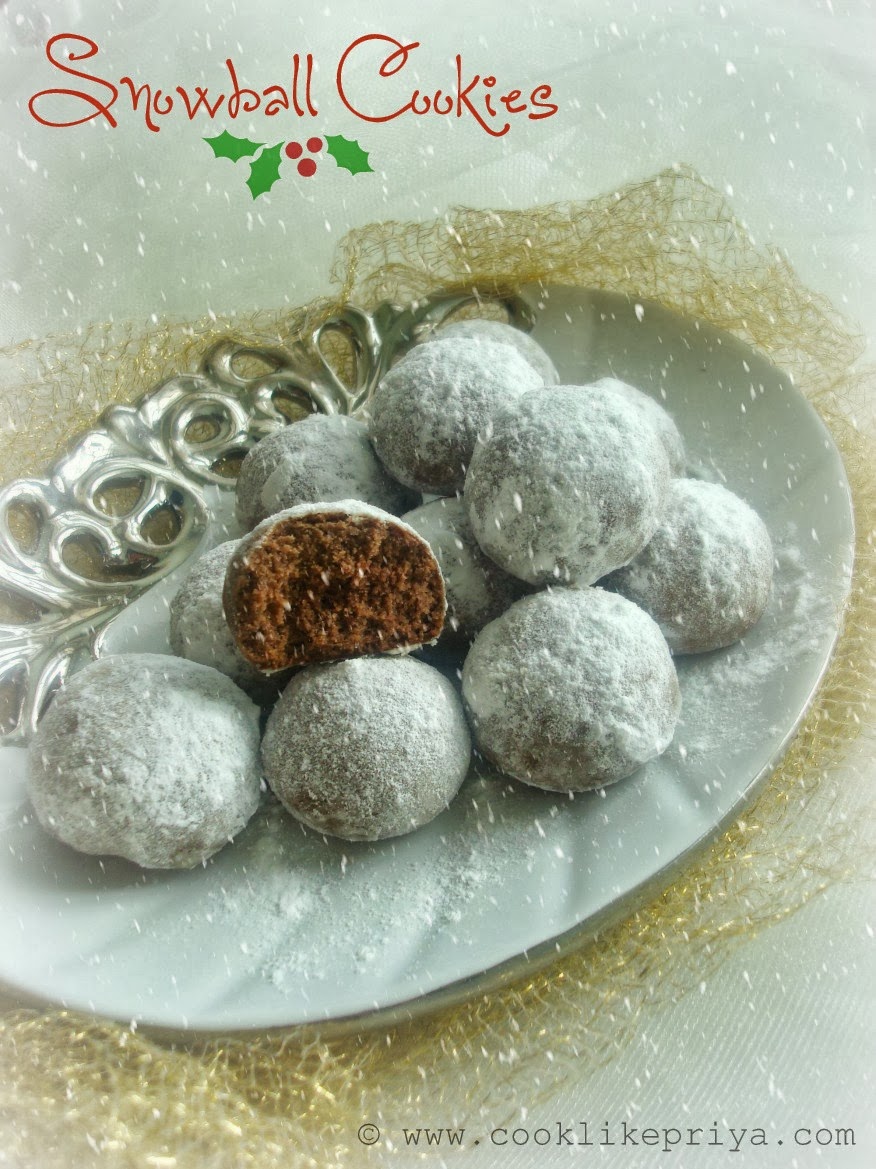 Holiday snowball cookies recipe Cook like Priya: Chocolate Snowball Cookies Recipe | Eggless Snowball