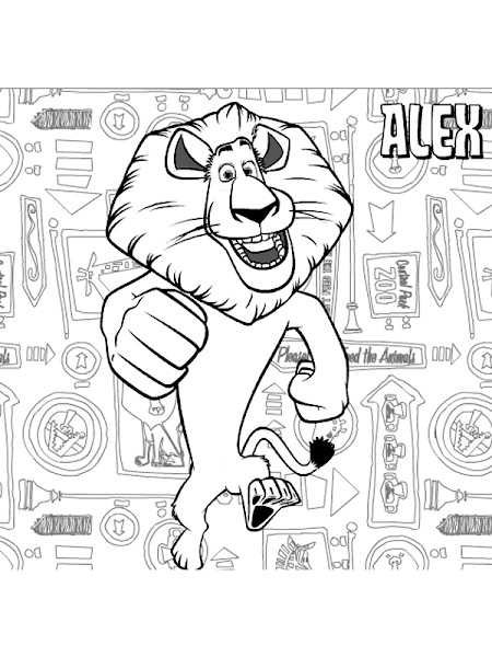 Madagascar Alex Coloring Pages