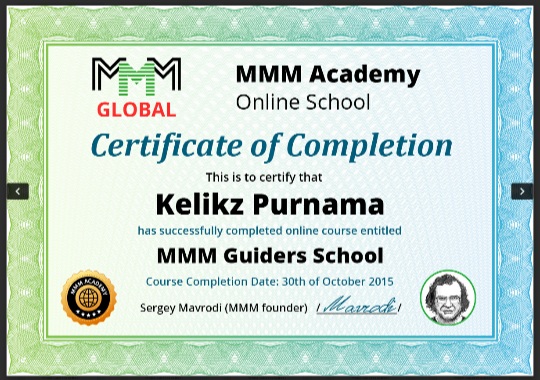 CERTIFICATE MMM MANAGER