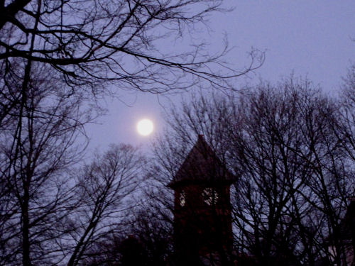moon over Mason County Courthouse