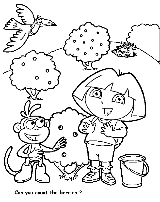 FUN & LEARN : Free worksheets for kid: ภาพระบายสี ดอร่า Dora the explorer coloring pages