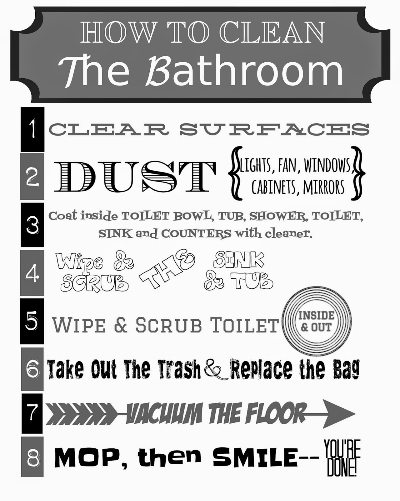 "How to Clean the Bathroom" Printable So Much To Make