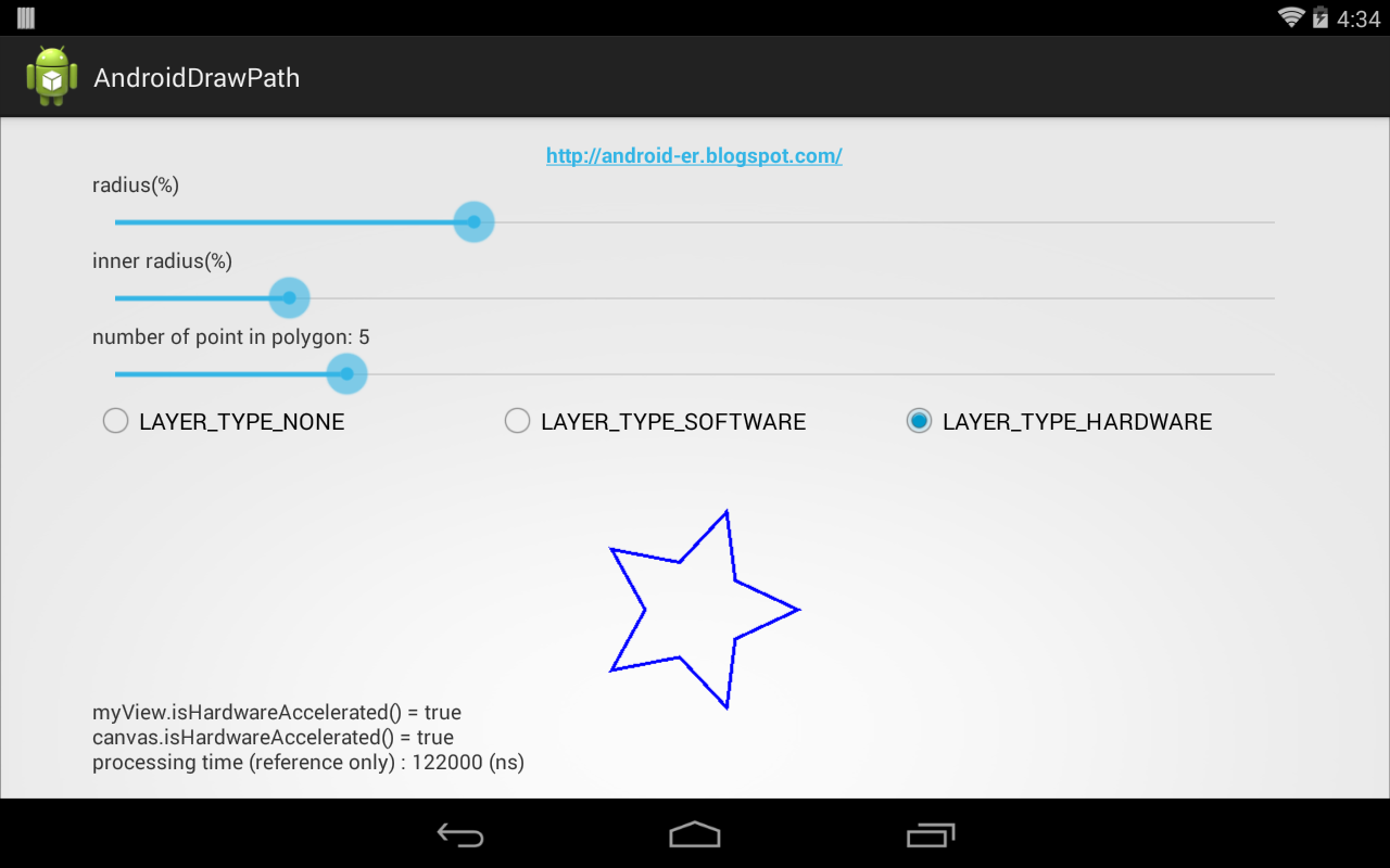 Androider Draw star on canvas