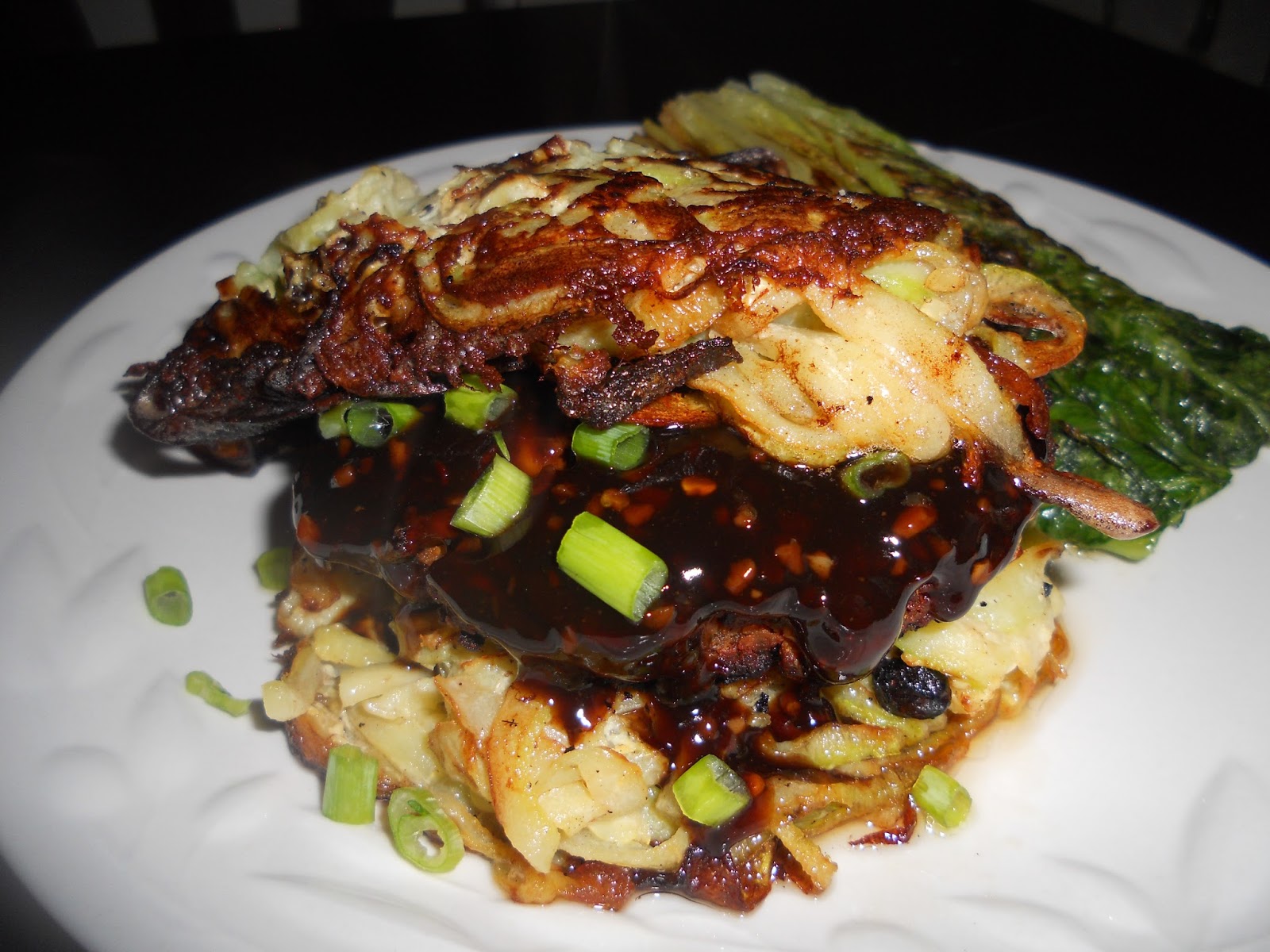 Wild Berry Jennios Zucchini Ramen Veggie Burger with Grilled Romaine