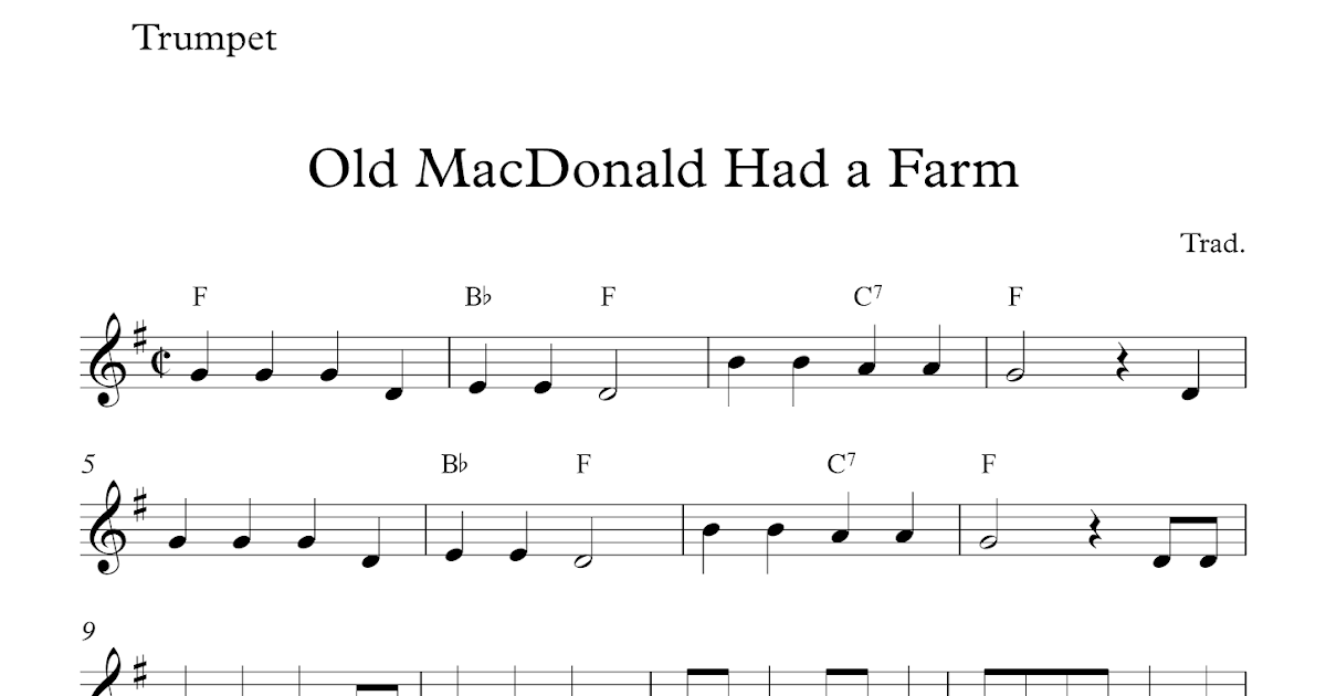 free easy trumpet sheet music old macdonald had a farm trumpet beginner sheet music