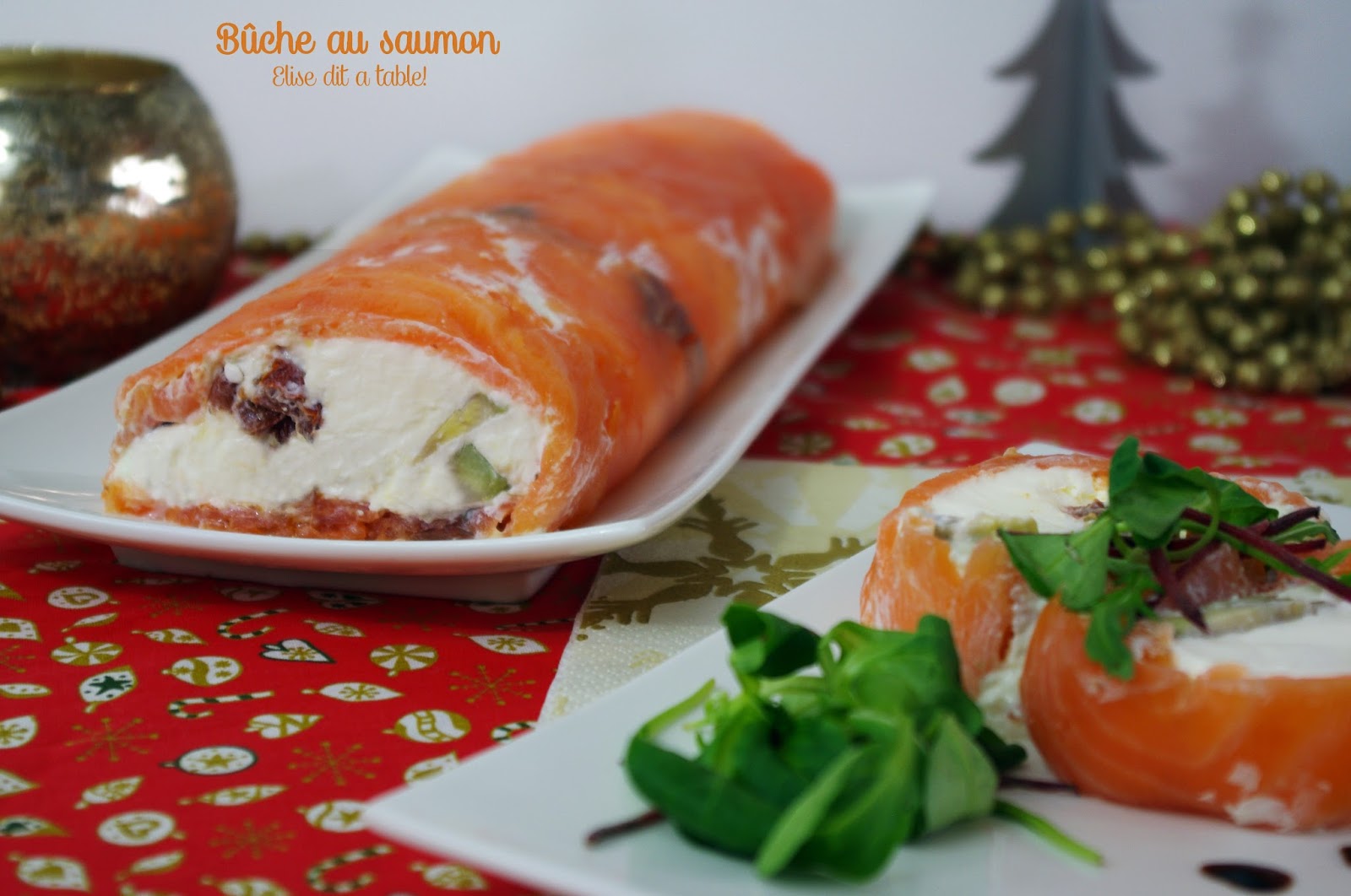 recette Bûche chèvre et saumon entrée de noël