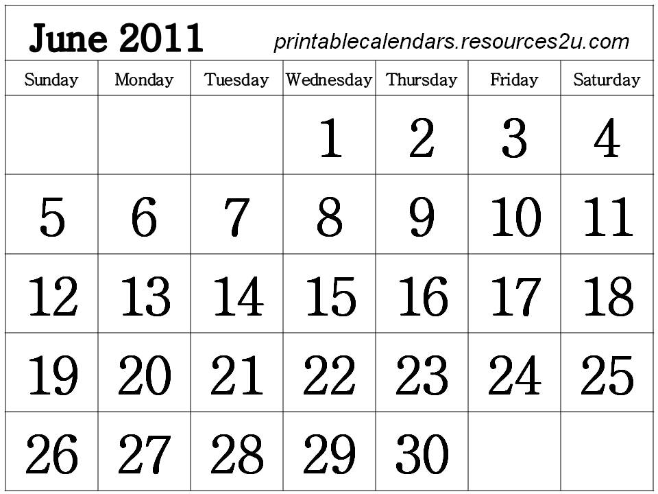 june 2011 calendar. June 2011 Calendar