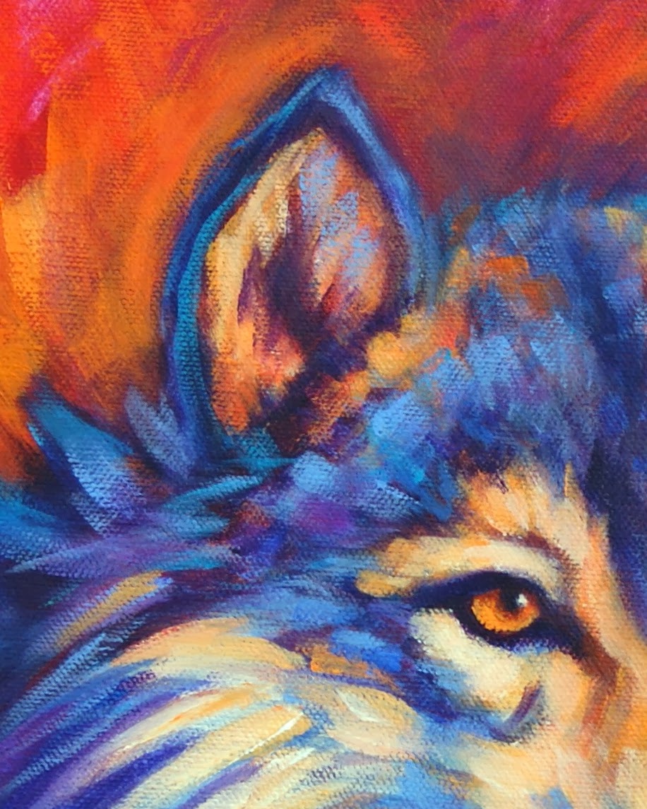 Paintings By Theresa Paden Colorful Contemporary Wolf Painting By