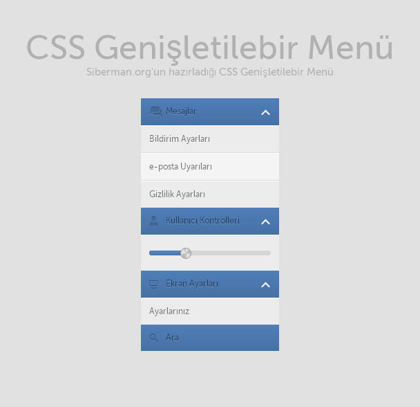 Css Genişletilebilir Menü ekran görüntüsü
