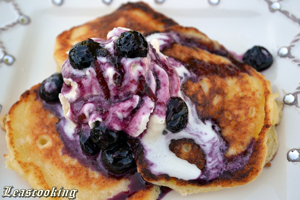 Lea's Cooking Farmers Cheese Pancakes with Blueberry Sauce {Сырники}