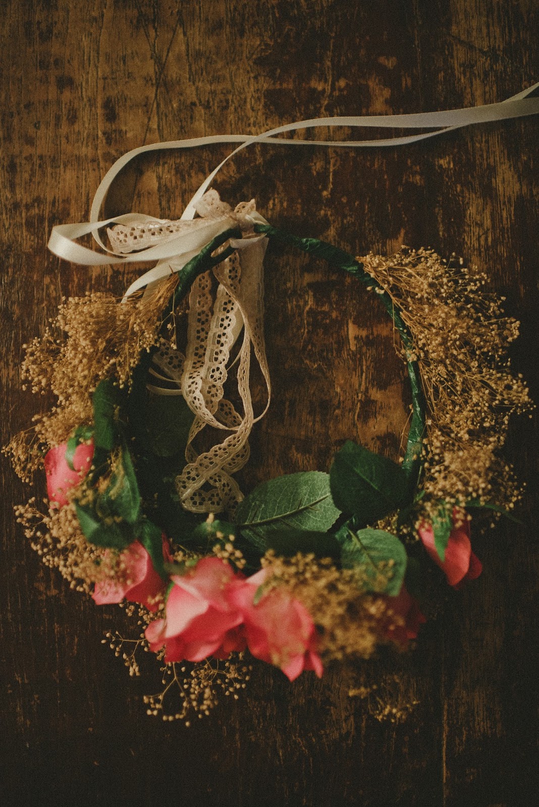 Rose and Baby's Breath Flower Crown