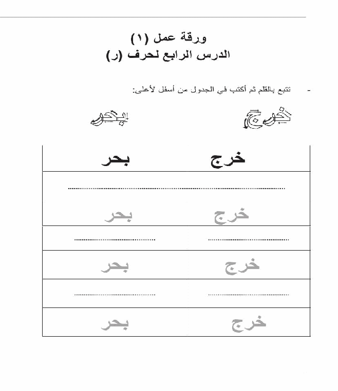 روضة العلم للاطفال اوراق عمل لحروف الهجاء