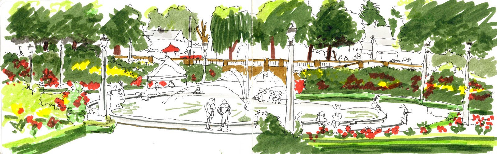 Urban Sketchers Portland: Peninsula Park - June Urban Sketch Crawl