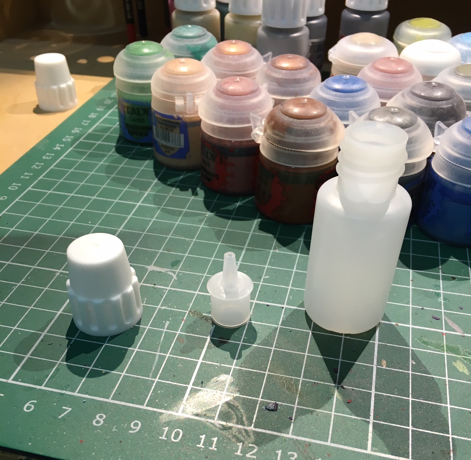 Red Bristles Transferring Citadel paint into dropper bottles
