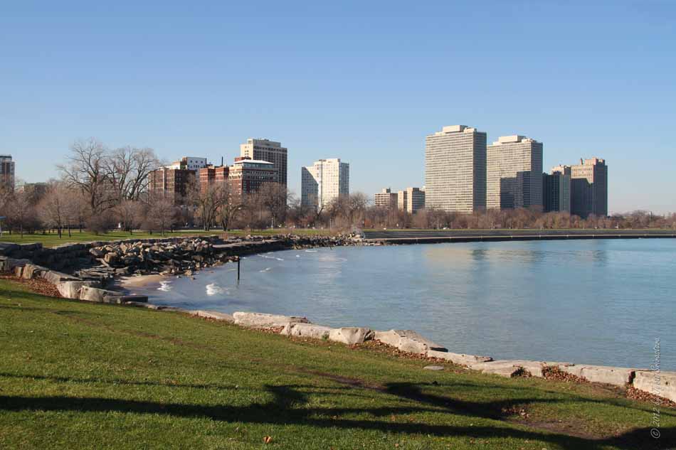 Public Art in Chicago Promontory Point and David Wallach Memorial Fountain