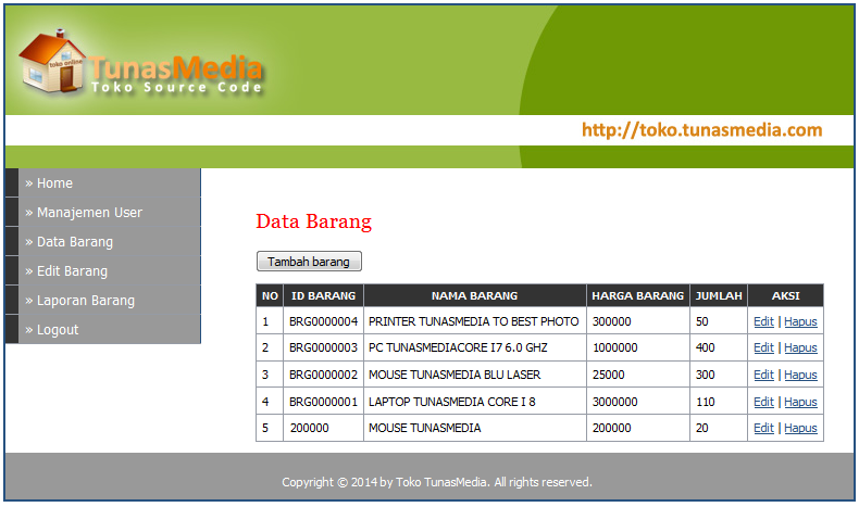 Program Stock Barang Php File