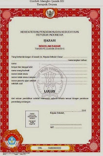 Contoh Blangko Ijazah SD Tampak Depan Contoh Blangko Ijazah SD Tampak Depan