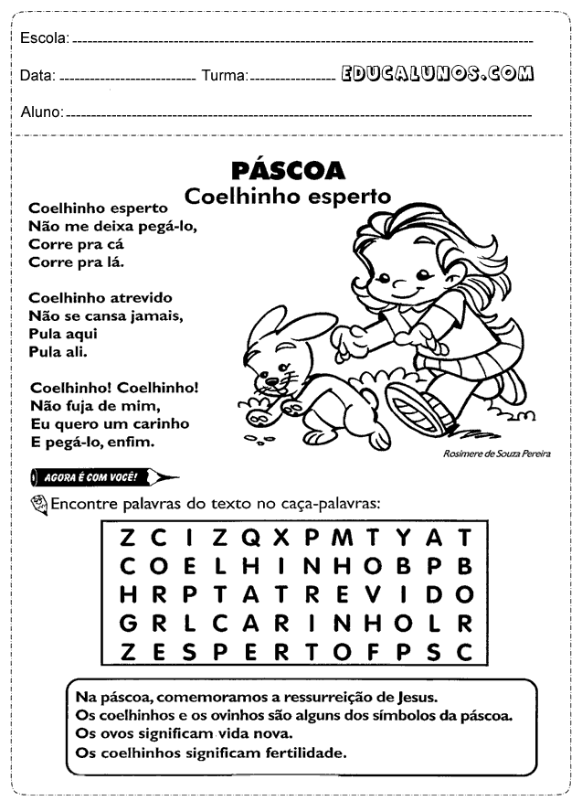 Encontre palavras do texto no caça palavras