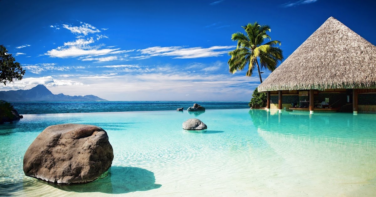 IMAGENES DEL AGUA EN LA NATURALEZA: IMAGEN DE PLAYA EXOTICA CON CABAÑA