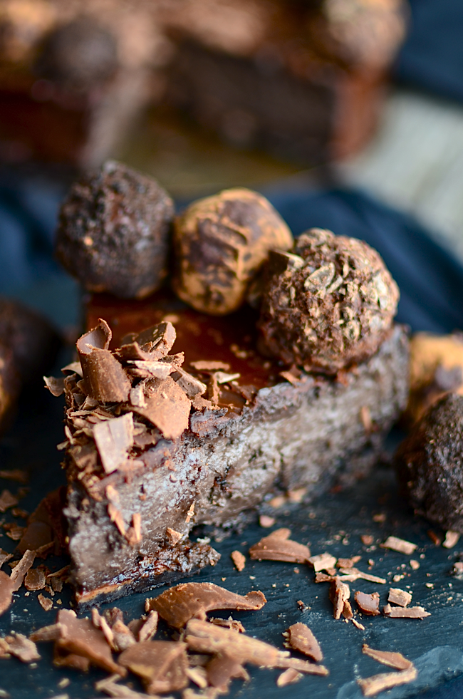Yammie's Noshery Dark Chocolate Cheesecake with Kahlúa Truffles