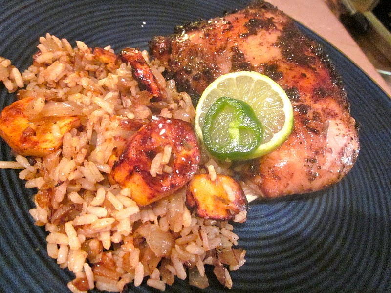 h*t I Bake Jerk Chicken with Banana Fried Rice