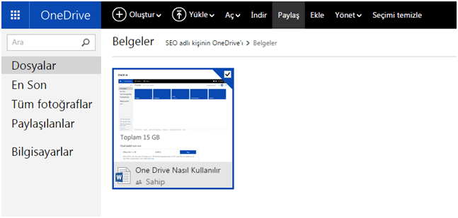 OneDrive Üye Olma Dosya Yükleme Silme ve Paylaşma OneDrive Üye Olma Dosya Yükleme Silme ve Paylaşma