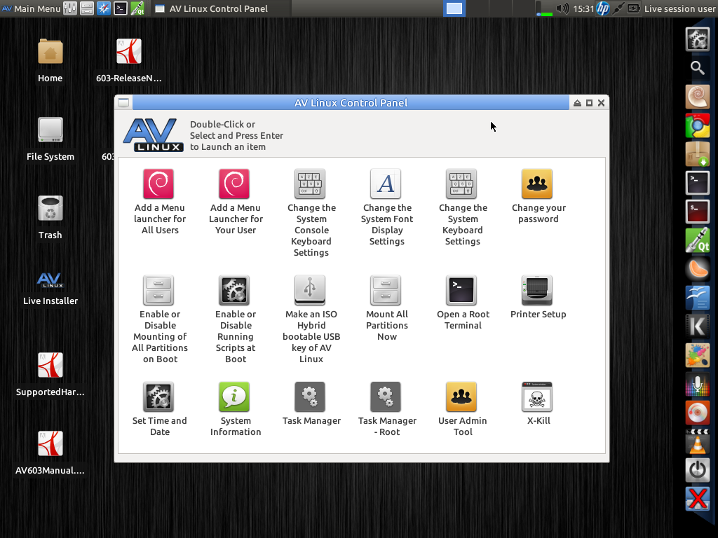 AV Linux Audio Graphics Video workstation. Epic! Mr. Linux Head