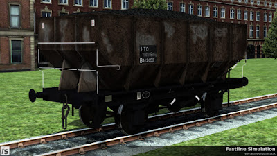 Fastline Simulation: This battered dia 1/143 21T hopper is showing considerable signs of corrosion and carries the HTO TOPS code with the data panel on a black painted patch.