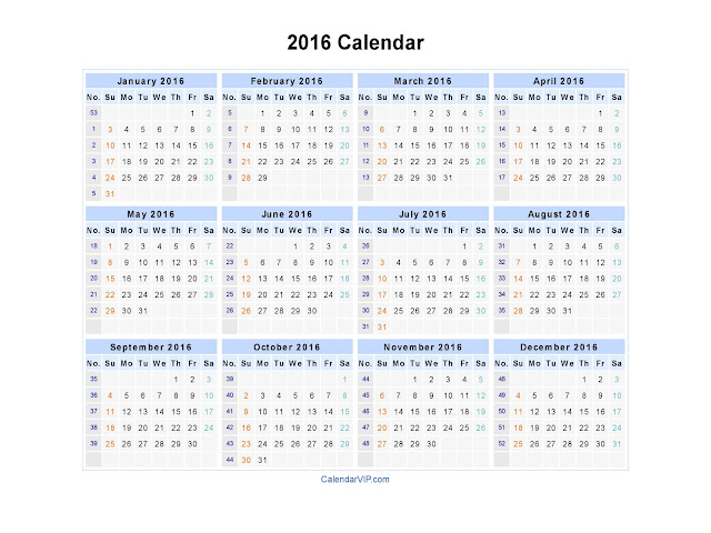 Free 2016 Monthly Calendar Template inside page
