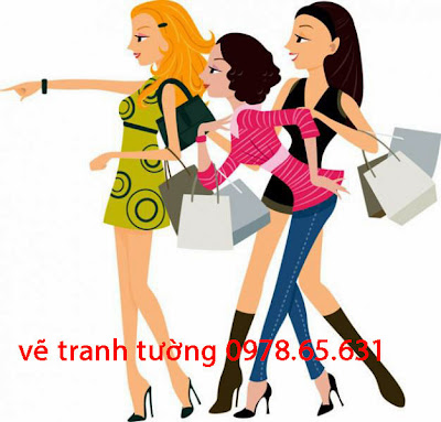 vẽ tranh tường shop thời trang vẽ tranh tường shop thời trang đẹp