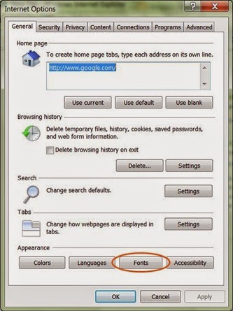 In General tab click on font button, Changing Devanagari Unicode font in Internet Explorer Changing Devanagari Unicode font in Internet Explorer