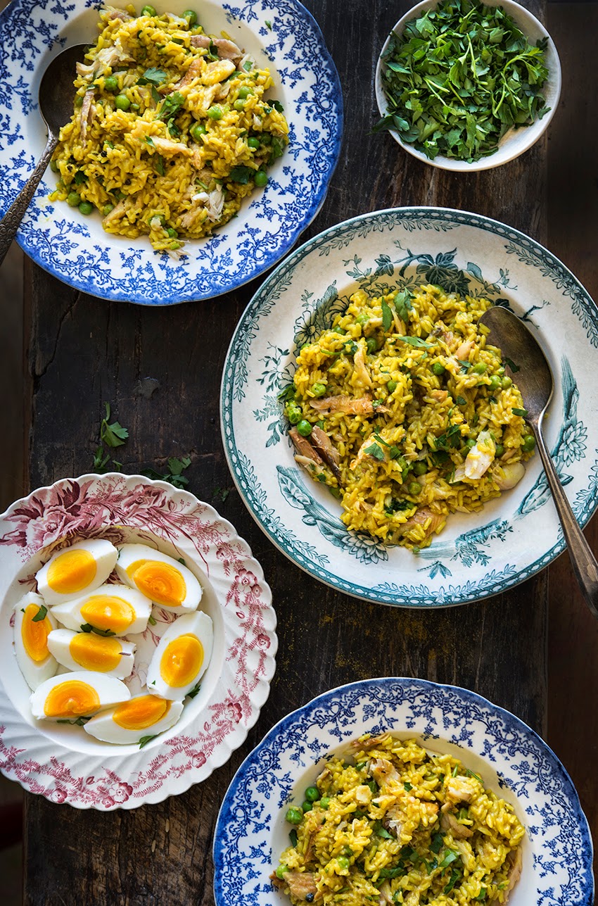 Kedgeree Curried Rice, Smoked Fish, & Boiled Eggs WILD GREENS & SARDINES