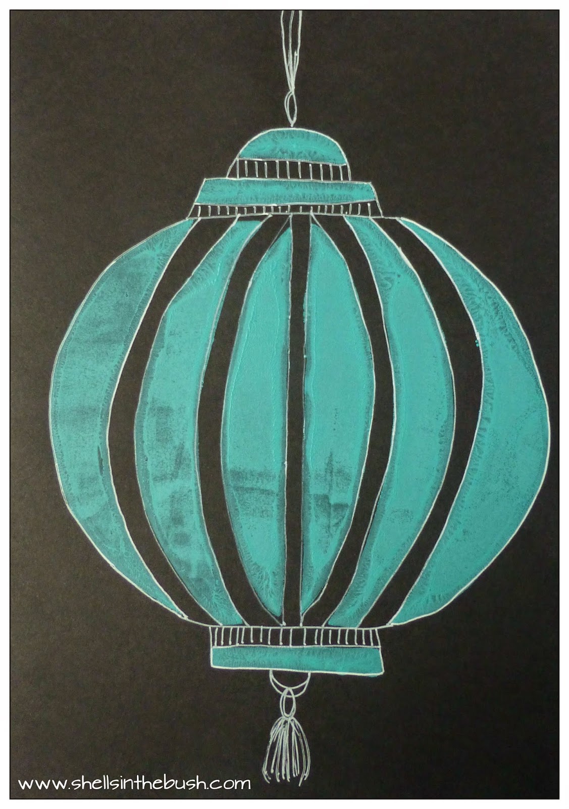 Shells in the Bush Gelli Print Lanterns and Stencil