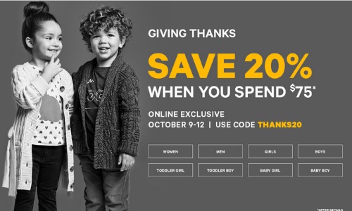 Joe Fresh Thanksgiving Sale 20% Off When You Spend $75 Promo Code