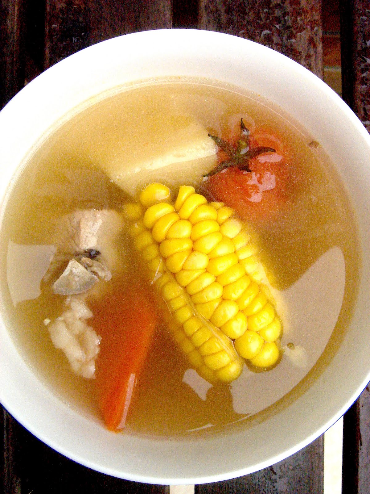 East meets West Pork Rib Potato Carrot Celery Corn and Tomato Soup