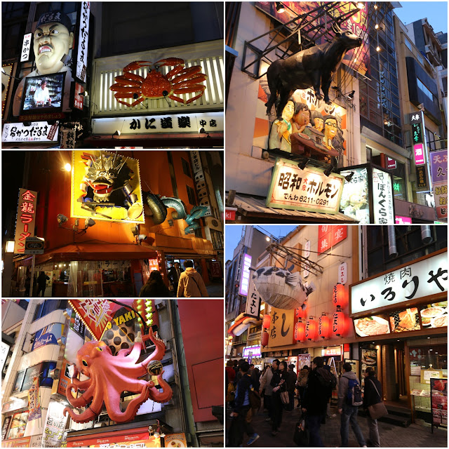 Catchy Osaka food displaying on restaurants' signboards to grab customers' attention at Dotonbori in Osaka, Japan Catchy Osaka food displaying on restaurants' signboards to grab customers' attention at Dotonbori in Osaka, Japan