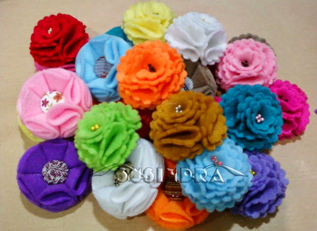 bunga aster flanel bros jepit rambut bandana dari bunga flanel
