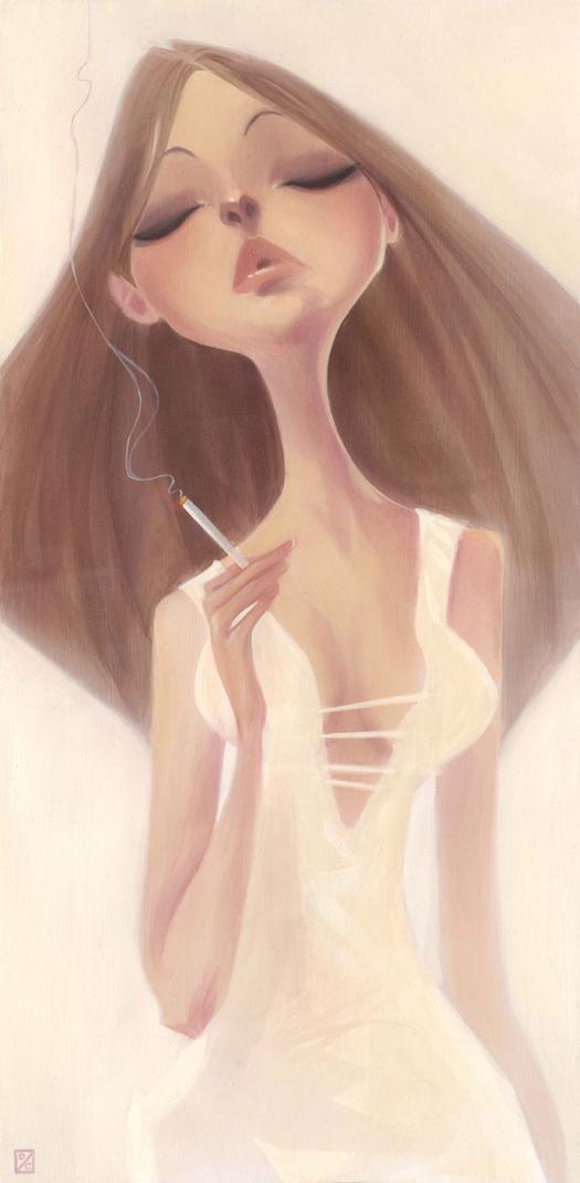 devin crane ilustrações pinturas mulheres modelos esguias olhos grandes