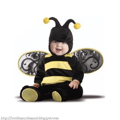 Nice baby in dressed as a bee