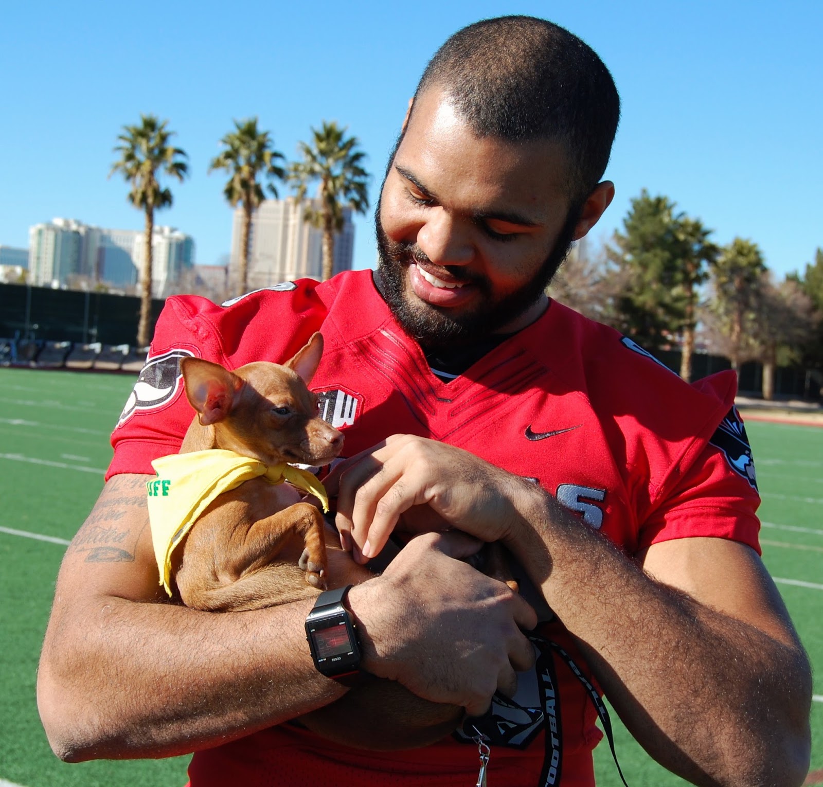 UNLV Rebel Football boosting Magic's Puppy Bowl training!1600 x 1530